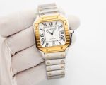 Cartier Santos Stainless Steel 8215 Movement 47.5*39.8MM Black/White Dial Gold/Rose Gold Bezel Men Watch